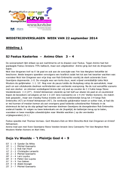 WEDSTRIJDVERSLAGEN WEEK VAN 22 september