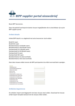BIPP supplier portal nieuwsbrief