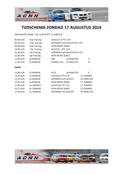 TIJDSCHEMA ZONDAG 17 AUGUSTUS 2014