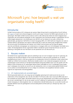 Whitepaper Startready keuze Microsoft Lync oplossingen