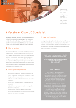 Vacature: Cisco UC Specialist