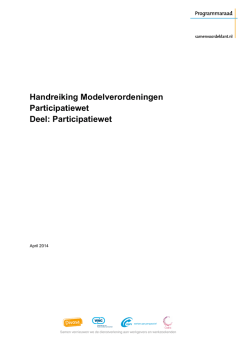 Handreiking Modelverordeningen Participatiewet Deel: Participatiewet