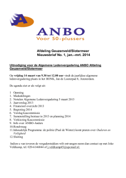 ANBO Nieuwsbrief no. 1 2014