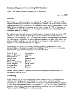 Eindraport Rayoncommissie afdeling 10 NO Nederland
