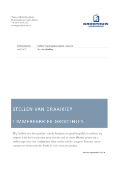 Handleiding nastellen - Timmerfabriek Groothuis