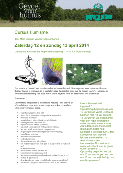 Cursus Humisme Zaterdag 12 en zondag 13 april 2014