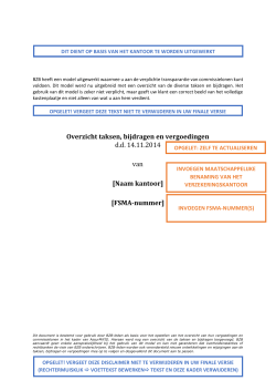Overzicht taksen, bijdragen en vergoedingen d.d. 14.11.2014