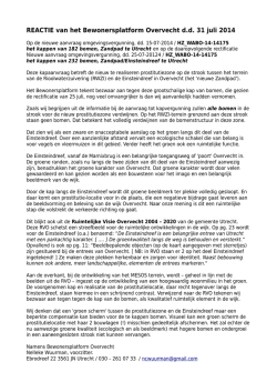 REACTIE van het Bewonersplatform Overvecht d.d. 31 juli 2014