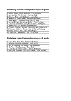 Einduitslag Indoor Clubkampioenschappen A- poule d.d. 16-03-2