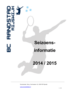 Seizoens- informatie 2014 / 2015