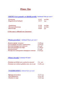 Winter Tips - Cateringservice Jolanda Pouwels