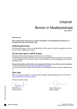 Infobrief Bomen in Maalbootstraat, - Vlaams Belang