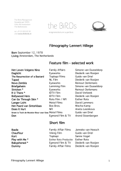 Filmography Lennert Hillege Feature film - selected work