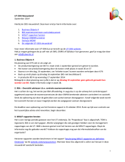 UT-ODS Nieuwsbrief September 2014 Hierbij de ODS nieuwsbrief