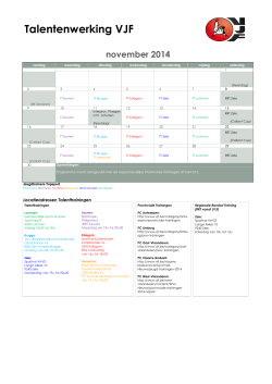Kalender trainingen Talentenwerking november 2014