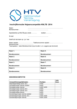 Inschrijfformulier Najaarscompetitie KNLTB 2014