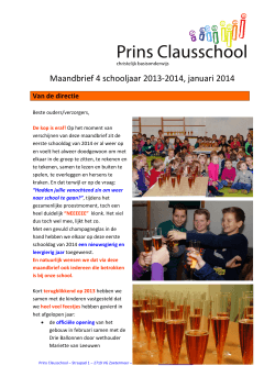 Maandbrief 4 schooljaar 2013-2014, januari 2014