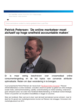 Patrick Petersen: ´De online marketeer moet zichzelf op