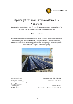 Opbrengst van zonnestroomsystemen in Nederland