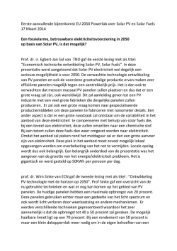 Eerste aanvullende bijeenkomst EU 2050 Powerlab over Solar PV