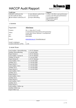 HACCP Audit Rapportage 21-01-2014