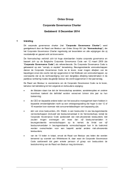 Ontex Group Corporate Governance Charter Gedateerd 29 juli 2014
