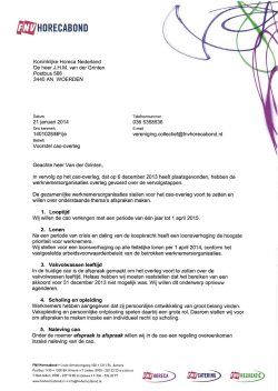 Brief FNV Horecabond - Koninklijke Horeca Nederland