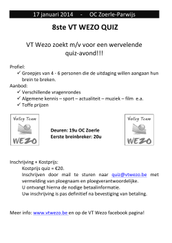 8ste VT WEZO QUIZ - VT Wezo Westerlo