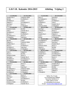 G.B.V.H. Kalender 2014-2015 Afdeling Vrijdag 2