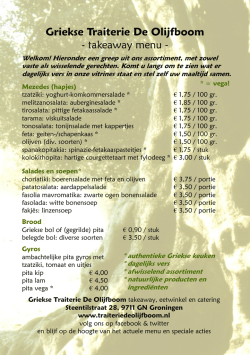 Griekse Traiterie De Olijfboom - takeaway menu -