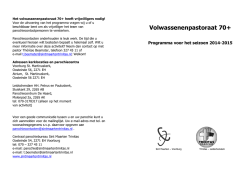 Jaaroverzicht 2014-2015 voor de 70+ volwassenen