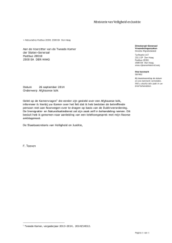 een brief aan de Tweede Kamer