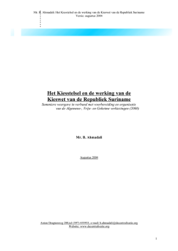 Het Kiesstelsel en de werking van de Kieswet van Suriname