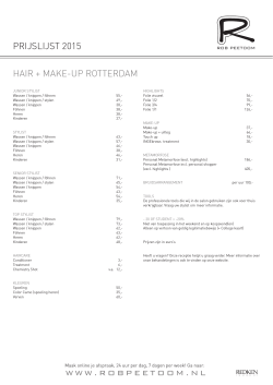 PRIJSLIJST 2015 HAIR + MAKE-UP ROTTERDAM