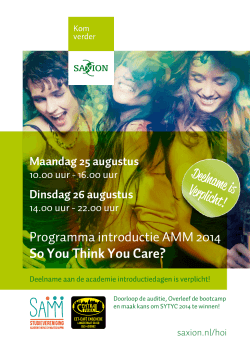 Programma introductie AMM 2014 So You Think You Care