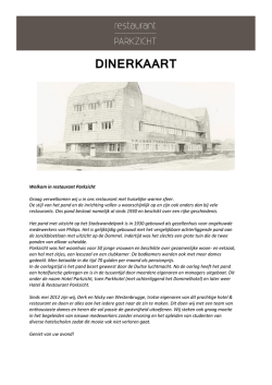 DINERKAART - Parkzicht Hotel Eindhoven