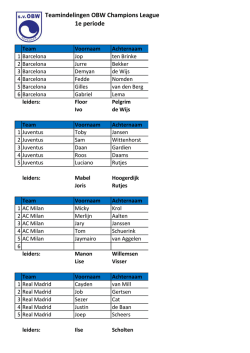 Teamindelingen OBW Champions League 1e periode