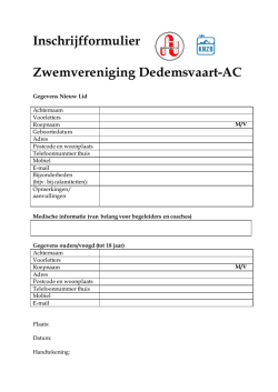 Inschrijfformulier Zwemvereniging Dedemsvaart-AC