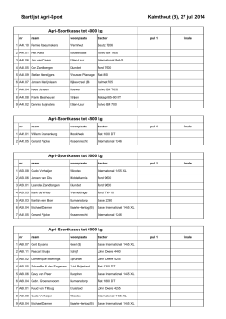 Startlijst Agri-Sport Kalmthout (B), 27 juli 2014