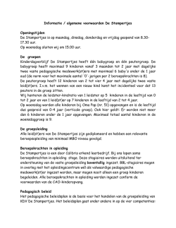 Informatie / algemene voorwaarden De Stampertjes Openingstijden