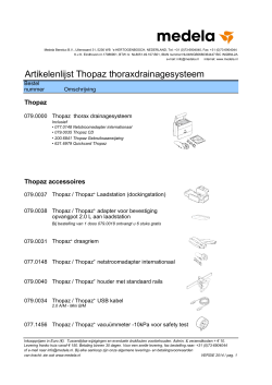 Artikelenlijst Thopaz thoraxdrainagesysteem