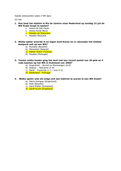 Goede antwoorden week 2 WK Quiz 23 mei 1. Hoe