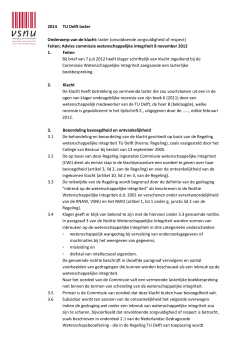 2014 TU Delft laster Onderwerp van de klacht: laster