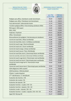 Indexation tarifs SRSH applicables &agrave; partir du 1er juin 2014.