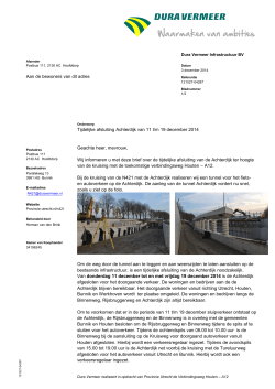 Bewonersbrief tijdelijke afsluiting Achterdijk 11 tm 19 december 2014