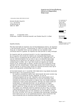 Rinette Zorg Best brief verscherpt toezicht 15-12-2014