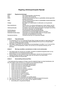 Regeling cliëntenraad Wm/Wwb/Wsw Rijswijk 2007