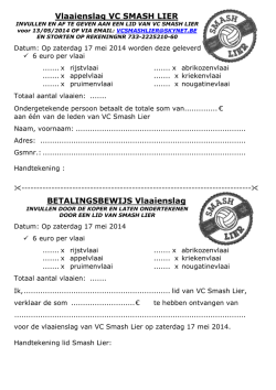 Vlaaienslag VC SMASH LIER BETALINGSBEWIJS Vlaaienslag