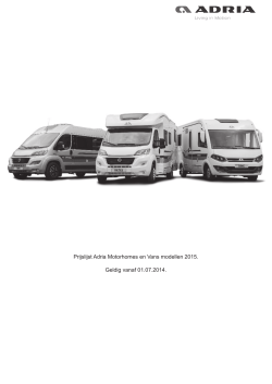 Prijslijst Adria Motorhomes en Vans modellen 2015