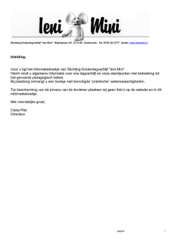 Informatieboekje - Stichting Kinderdagverblijf Ieni Mini